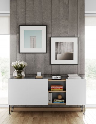 Buffet design NINA  Chêne clair et blanc 180cm