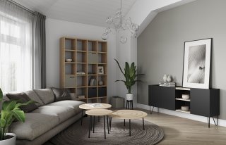 Buffet design NINA  Chêne clair et noir 180cm