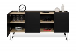 Buffet design NINA  Chêne clair et noir 180cm