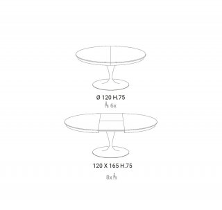 Table extensible Ronde ECLIPSE en Verre Crème Café et piétement Métal Champagne