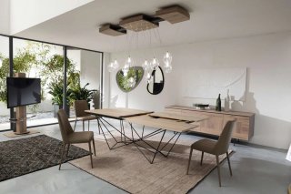 Table extensible FIL8 en Chêne Naturel Soft et piétement métal noir / Small