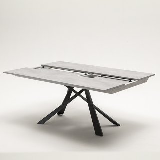 Ozzio LUNGO LARGO Table extensible en Eco-bois Gris avec pieds en Métal Graphite
