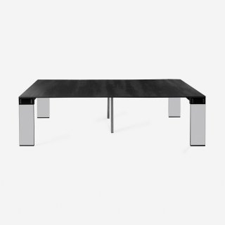 Table console extensible de 45 à 270 cm  STEF XL 10 couverts piétement verre fumé plateau noir
