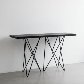 Table console extensible 6 couverts HERMES 140 cm pieds métal plateau stratifié noir carbone