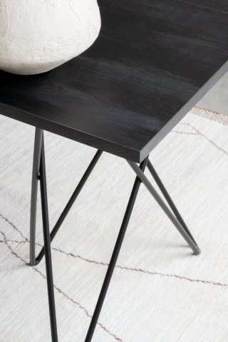 Table console extensible 6 couverts HERMES 140 cm pieds métal plateau stratifié noir carbone
