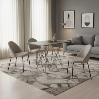 Table console extensible 4 couverts HERMES 115 cm  pieds métal plateau stratifié gris tourterelle