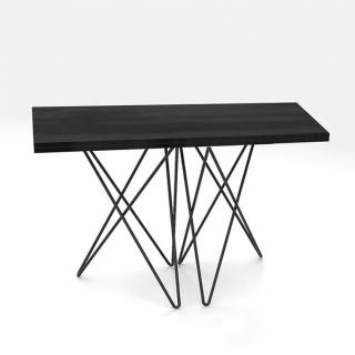 Table console extensible 4 couverts HERMES 115 cm  pieds métal plateau stratifié noir carbone