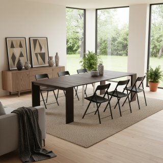 Table console extensible 12 couverts LEONARDO 45/270x120x75cm stratifié écologique