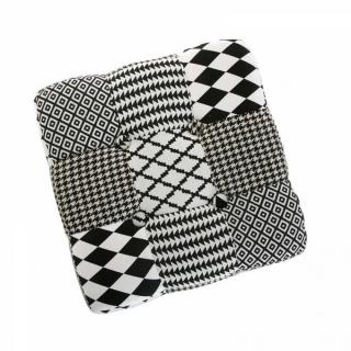 Pouf carre VALERIE tissu pied de poule