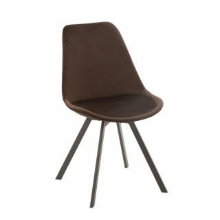 Chaise design RATRI tissu marron foncé, pieds métal noir