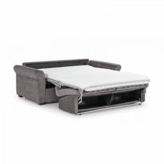 Canapé lit 3 places ROMANTICO convertible EXPRESS sommier lattes 140 cm polyuréthane gris clair matelas 16 cm