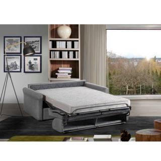 Canapé lit 3 places ROMANTICO convertible EXPRESS sommier lattes 140 cm polyuréthane gris clair matelas 16 cm