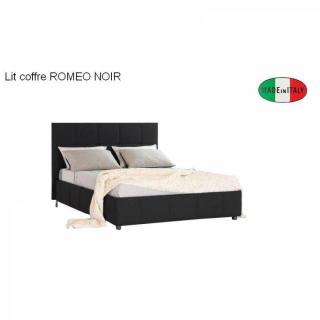 Lit Coffre Design ROMEO couchage 140*195cm, tête de lit capitonnée