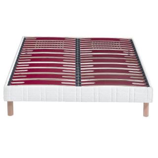 BULTEX Sommier confort morphologique bi-lattes 160*200cm avec pieds en bois vernis clair