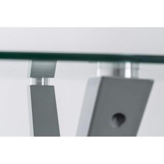 Table repas TRITON en verre piétement en acier laqué gris