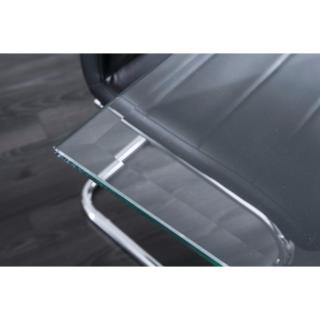 Table repas TRITON en verre piétement en acier laqué gris