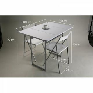 STANDUP Table extensible en bois avec 2 chaises avec rangement tout en un pour 2 personnes