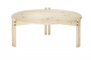 STICKS table basse ronde en pin laqué clair 80x32 cm