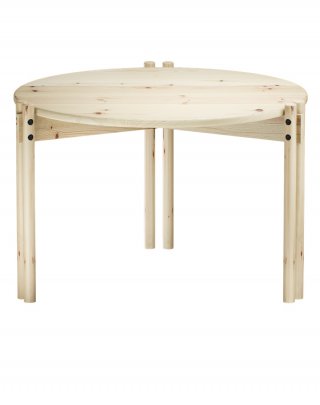 STICKS table basse ronde en pin laqué clair 60x40 cm