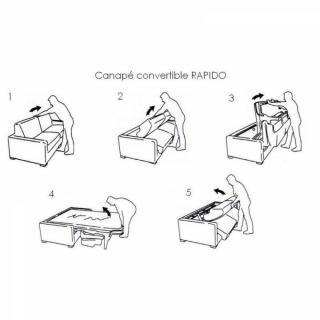 Canapé lit 2-3 places SUN convertible EXPRESS 120cm polyuréthane noir  matelas épaisseur 16cm