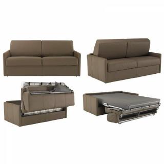 Canapé lit 2-3 places SUN convertible EXPRESS 120cm polyuréthane taupe matelas épaisseur 16cm