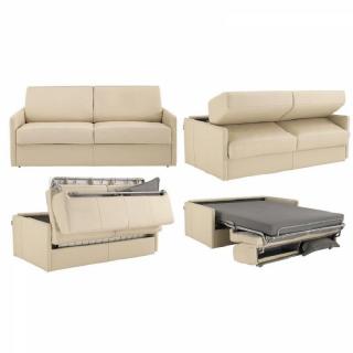 Canapé lit 2-3 places SUN convertible EXPRESS 120cm cuir vachette beige  matelas épaisseur 16cm