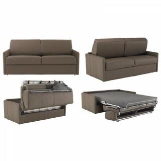 Canapé lit 2-3 places SUN convertible EXPRESS 120cm cuir vachette taupe  matelas épaisseur 16cm