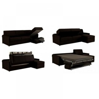 Canapé d'angle réversible  SUN convertible EXPRESS 160cm cuir vachette marron  matelas épaisseur 16cm