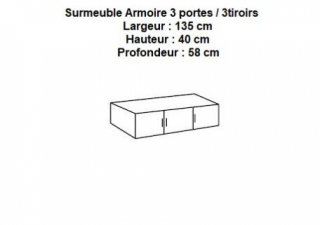Surmeuble chêne pour armoire 3 portes LAVAL