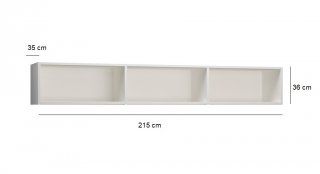 Surmeuble 3 niches de rangements pour lit escamotable horizontal 160 x 200 cm Hauteur 36 cm finition blanc mat