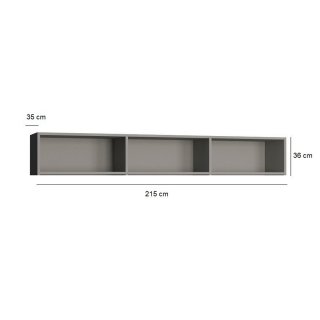 Surmeuble 3 niches de rangements pour lit escamotable horizontal 160 x 200 cm Hauteur 36 cm finition gris mat