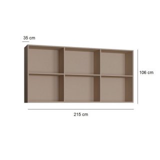 Sur-meuble 6 niches de rangements pour lit escamotable horizontal 90 x 200 cm Hauteur 106 cm finition taupe mat