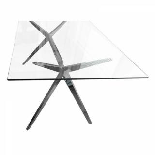 Table repas ATENE en verre piétement acier chromé 90 x 180 cm