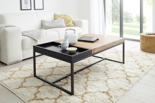Table basse Lucon 107 x 65 cm bois acier plateau 