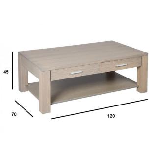 Table basse HANS en chêne massif gris taupe