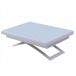 Table relevable extensible MIRAGE compacte verre laqué blanc 106/186 x 71 cm