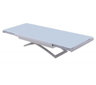 Table relevable extensible MIRAGE compacte verre laqué blanc 106/186 x 71 cm