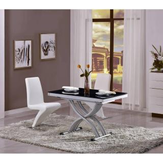 Table basse NEWFORM relevable extensible, plateau en verre noir