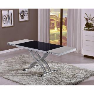 Table basse NEWFORM relevable extensible, plateau en verre noir