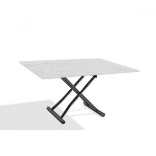Table basse relevable extensible HIGH and LOW mélaminé chêne blanc pied anthracite 100 x 60/120 cm