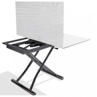 Table basse relevable extensible HIGH and LOW mélaminé chêne blanc pied anthracite 100 x 60/120 cm