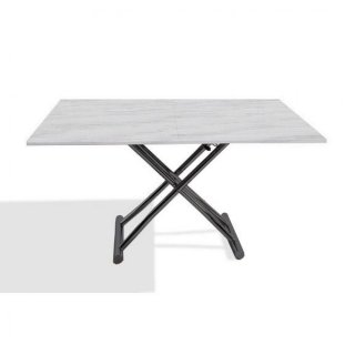 Table basse relevable extensible HIGH and LOW mélaminé chêne blanc pied anthracite 100 x 60/120 cm