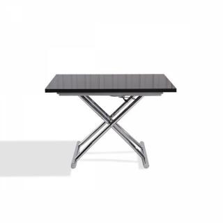 Table basse relevable extensible HIGH and LOW noire satinée Petite taille compacte. 