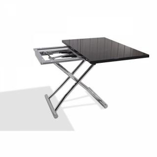 Table basse relevable extensible HIGH and LOW noire satinée Petite taille compacte. 