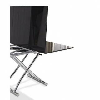 Table basse relevable extensible HIGH and LOW noire satinée Petite taille compacte. 