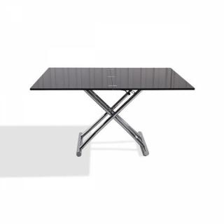 Table basse relevable extensible HIGH and LOW noire satinée Petite taille compacte. 
