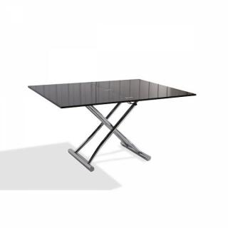 Table basse relevable extensible HIGH and LOW noire satinée Petite taille compacte. 
