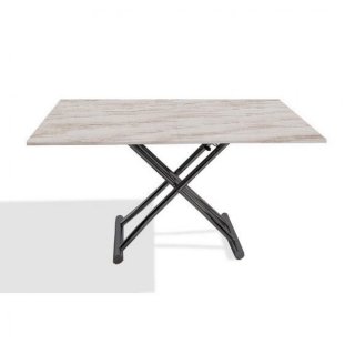 Table basse relevable extensible HIGH and LOW finition vintage pied anthracite 100 x 60/120 cm
