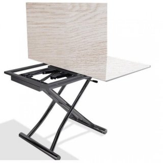 Table basse relevable extensible HIGH and LOW finition vintage pied anthracite 100 x 60/120 cm