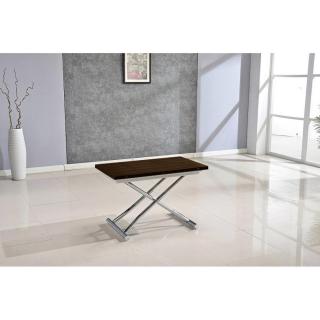 Table basse HIGH and LOW smoke noyer relevable extensible. Petite taille compacte.
